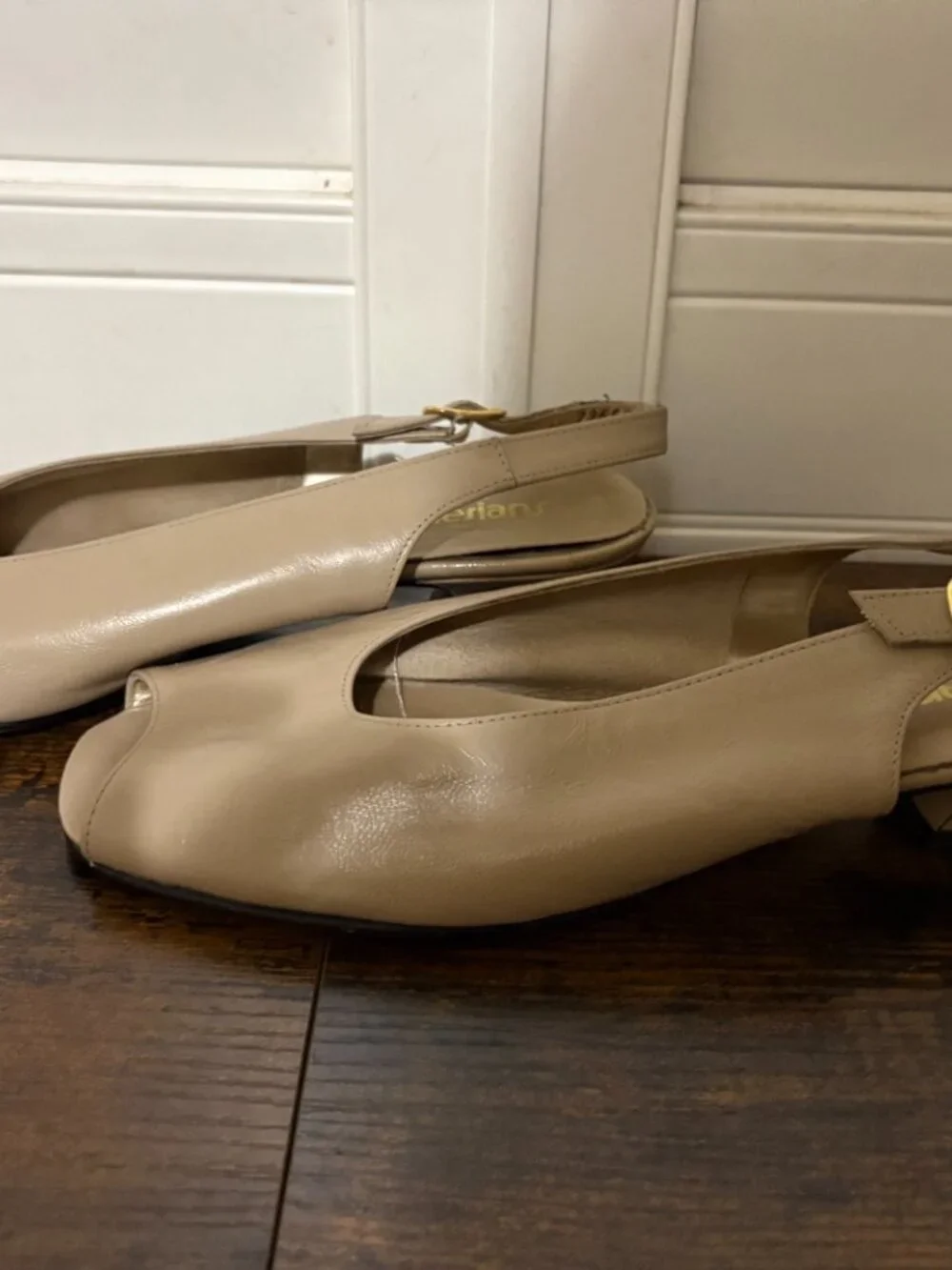🛍️ California Magdesians Vintage Peep Toe Slingback Heels 10 Neutral Beig